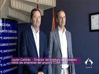 Javier Celdrán, Director del Instituto de Fomento de la Región de Murcia vista las empesas del grupo ETOSA